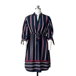 Blush  Women's Striped Shirt Dress L Multicolor Knee Length Casual